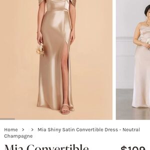 Birdy Grey Mia Neutral Champagne Satin Convertible Dress (Shiny Satin)